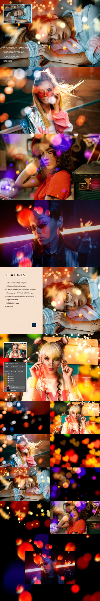 散景效果的照片图层样式（PSD）