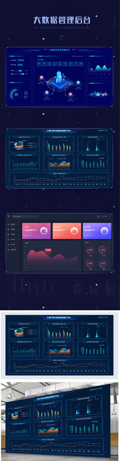 科技风大数据可视化管理后台界面