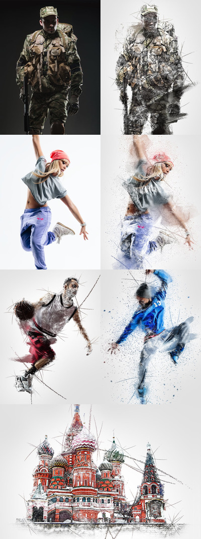 艺术草图风格的PS动作（ABR,ATN,PAT）