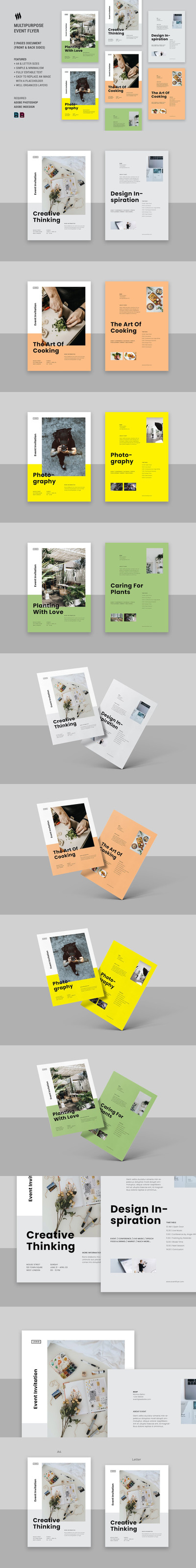 时尚高端简约清新优雅多用途的高品质海报设计模板-INDD，PSD，JPG