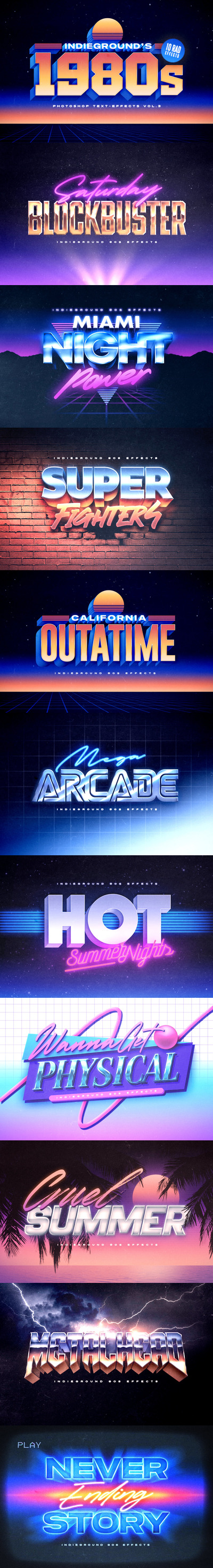 经典复古80年代文字特效图层素材Vol.3
