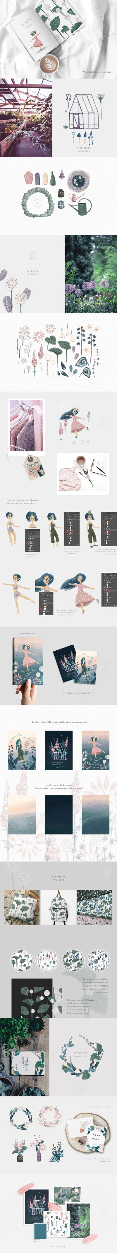 童话女巫花园剪贴画素材包