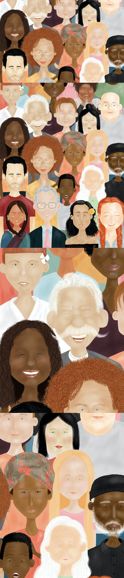 多种肤色民族人民群众头像插图插画集合