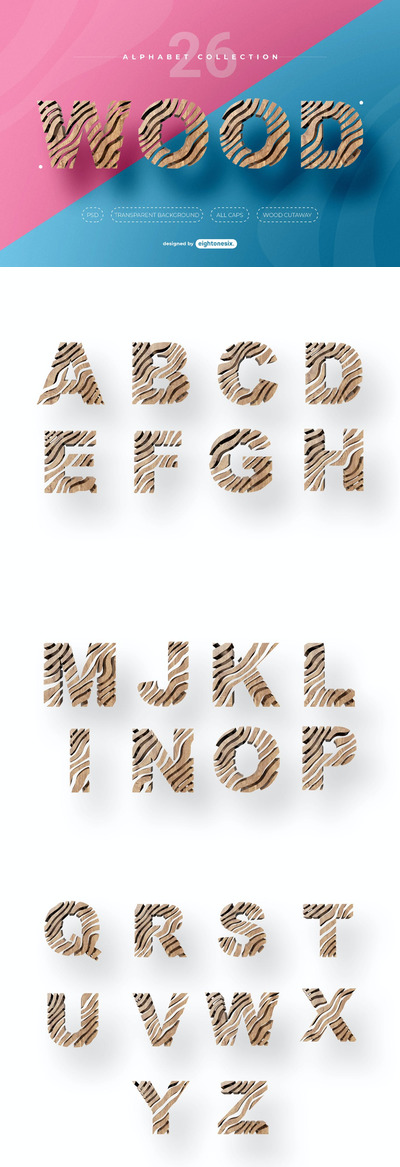 时尚高端3D立体抽象字母英文字体大集合-PSD