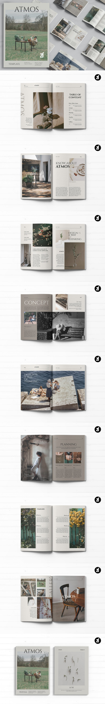 优雅时尚高端简约清新多用途高品质书籍转账给品牌手册画册宣传册房地产楼书设计模板-AI，EPS，INDD，PSD