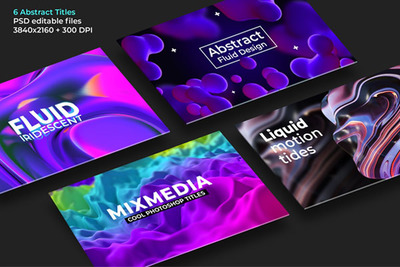 6个3D流体多彩炫酷的标题&背景视频AE素材