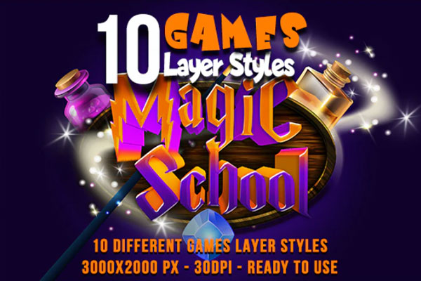 3D卡通游戏文字特效图层样式素材