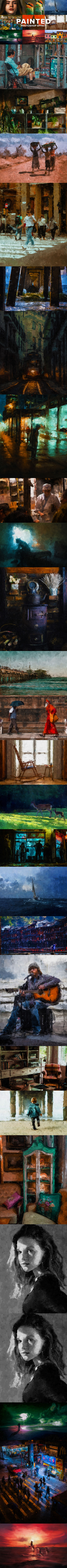 油漆颜料绘画效果ps动作下载