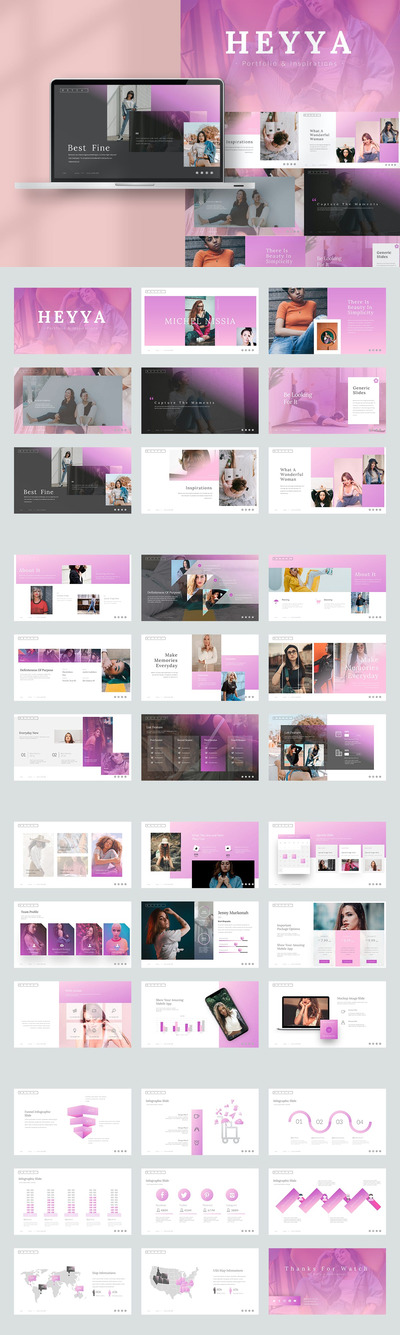 时尚绚丽粉色优雅女性美容院风格powerpoint幻灯片演示模板（pptx）