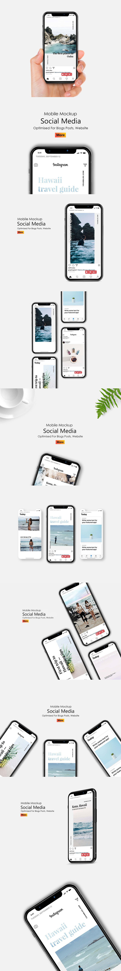 多角度手持手机样机下载（PSD）