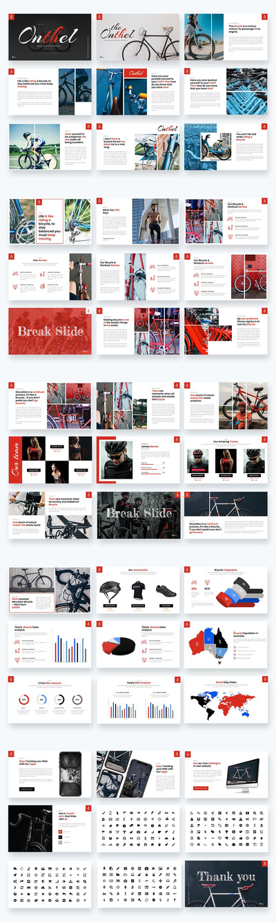 自行车主题PPT模板（PPTX）