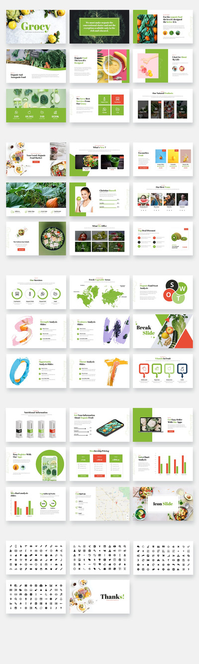 食品杂货和有机食品PPT模板（PPTX）