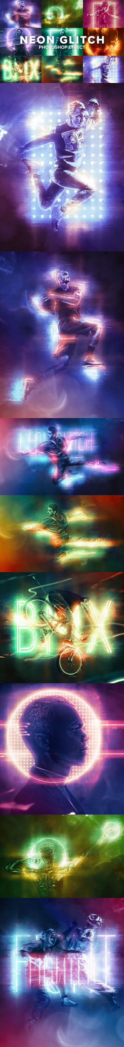 霓虹灯&毛刺故障效果ps特效动作