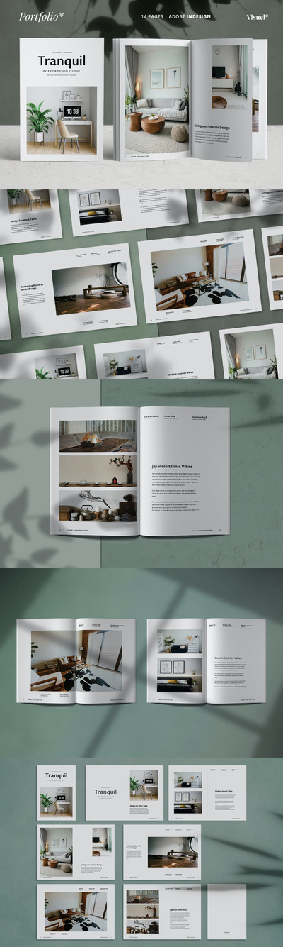 时尚高端简约清新优雅多用途品牌手册画册宣传册杂志房地产楼书设计模板