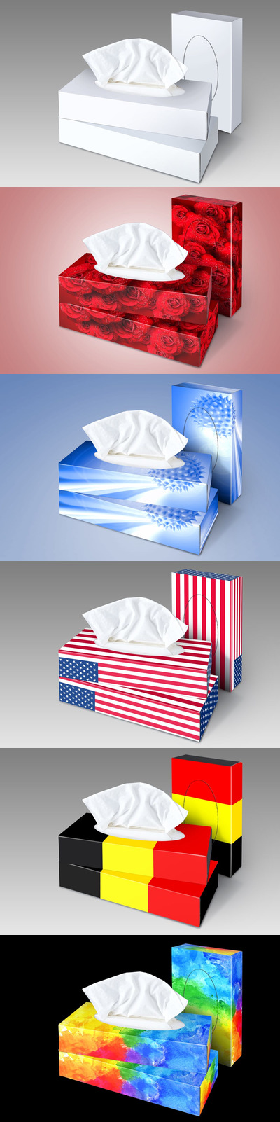 三个纸巾盒模型（PSD）