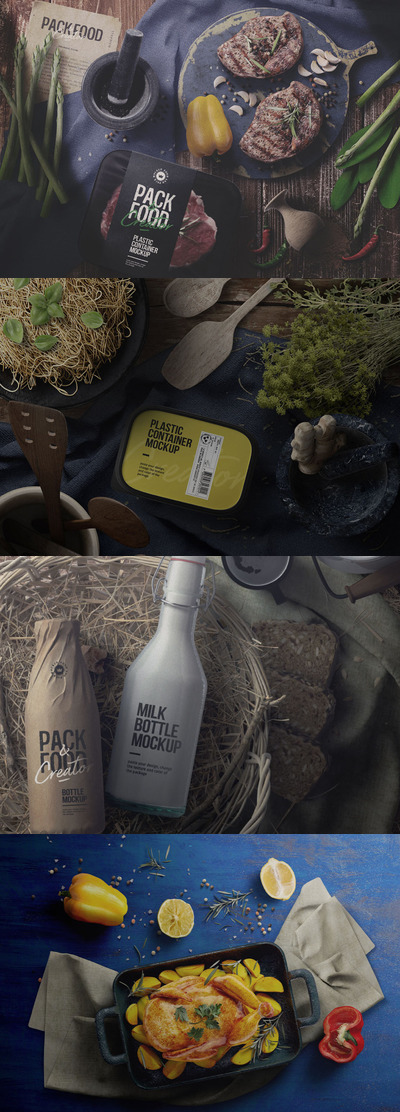 厨房食物展示场景样机