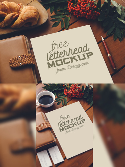 桌子上的信件纸张样机