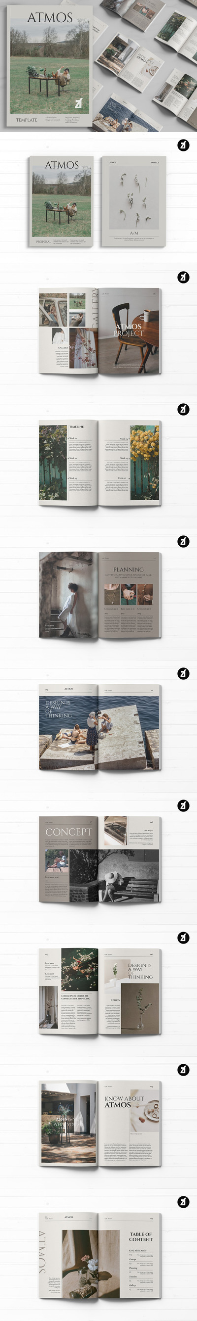 多用途的目录作品集杂志画册设计模板