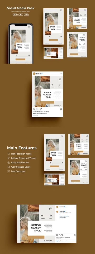 时尚高端简约清新优雅多用途的高品质社交媒体banner海报设计模板集合