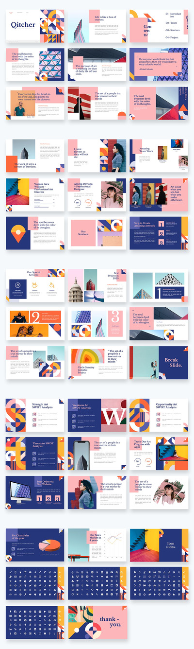 彩色几何PPT模板（PPTX）