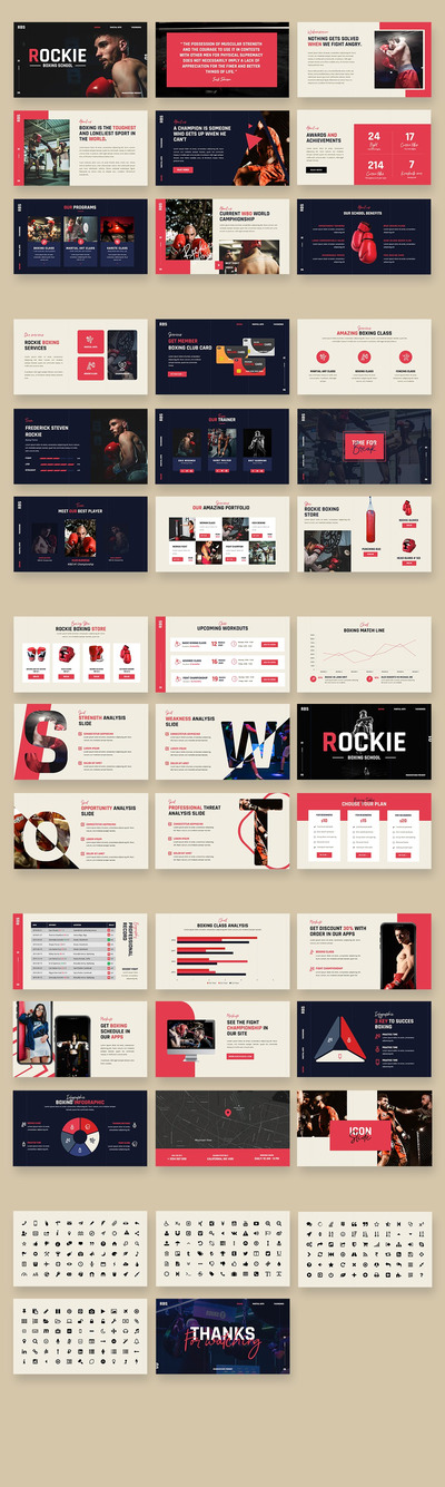 拳击和武术项目介绍PPT模板（PPTX）