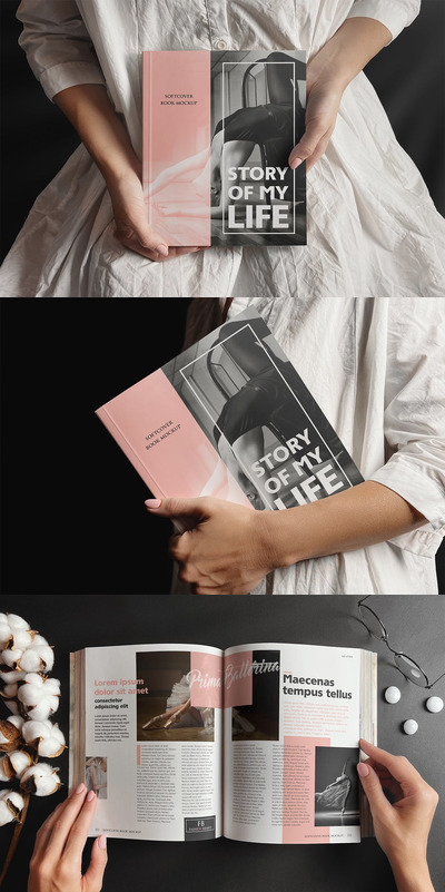 手持软封面书模型样机（PSD）