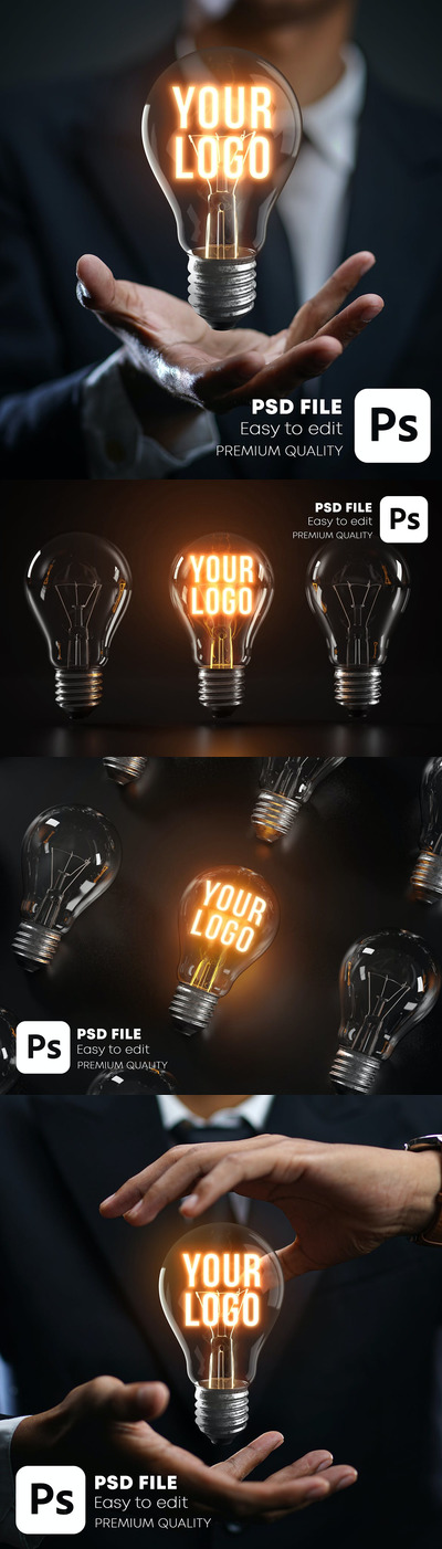 发光灯泡logo设计模型样机（PSD）