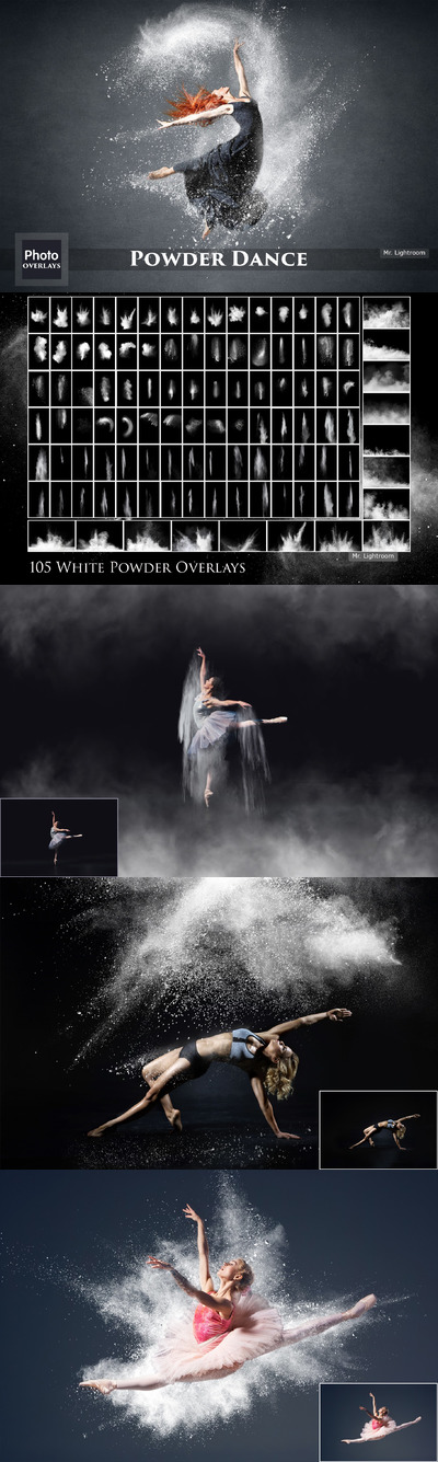 105个抽象白色粉末爆炸特效照片叠层素材