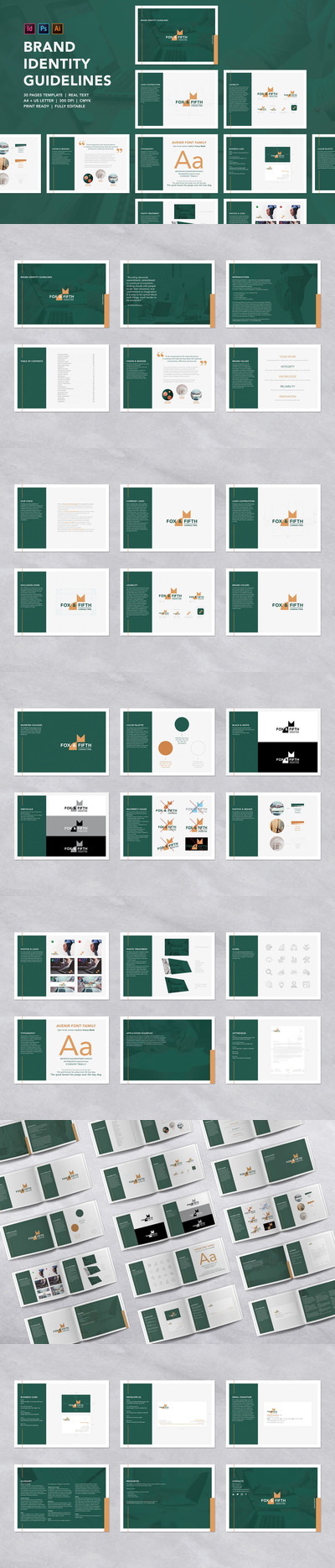 深绿配色品牌指南商业手册设计模板