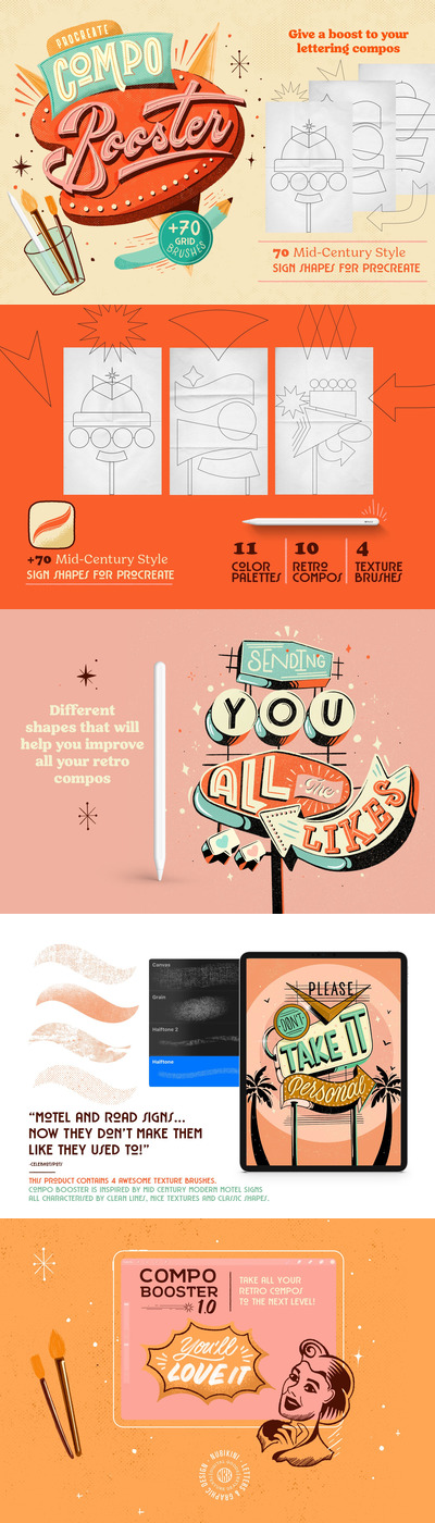 老式氛围复古年代Procreate笔刷下载