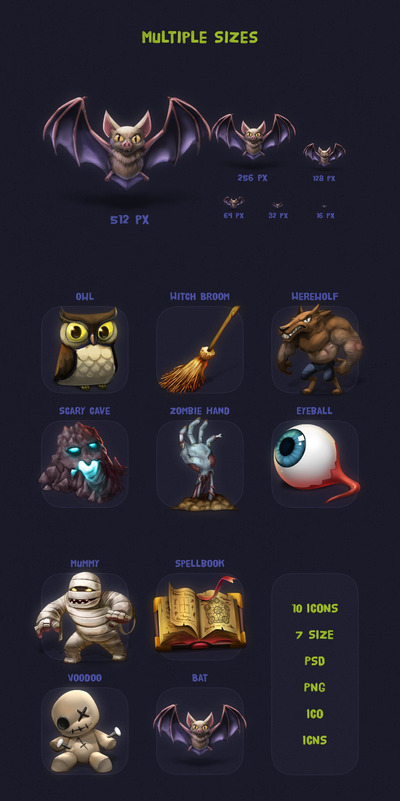 有创意的万圣节插画或海报设计元素（PSD）