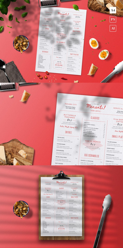 高雅经典美食菜单模板(AI,PSD)