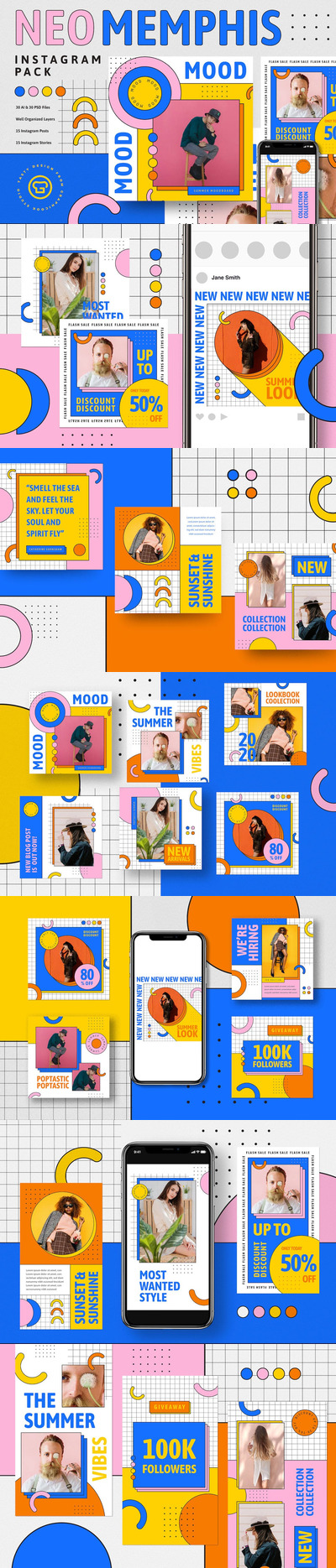 新孟菲斯时尚图形设计广告banner模板(AI,PSD)