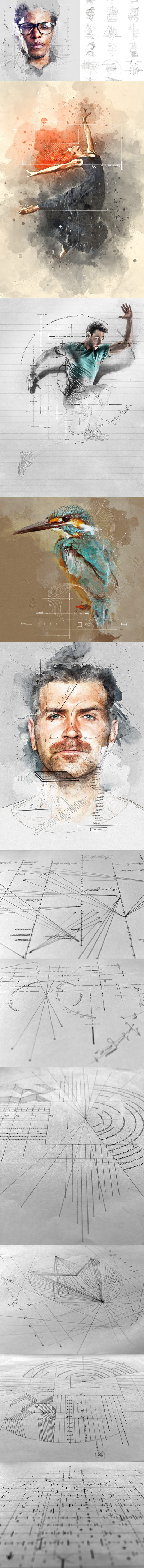 32个线条艺术技术草图绘图ps笔刷