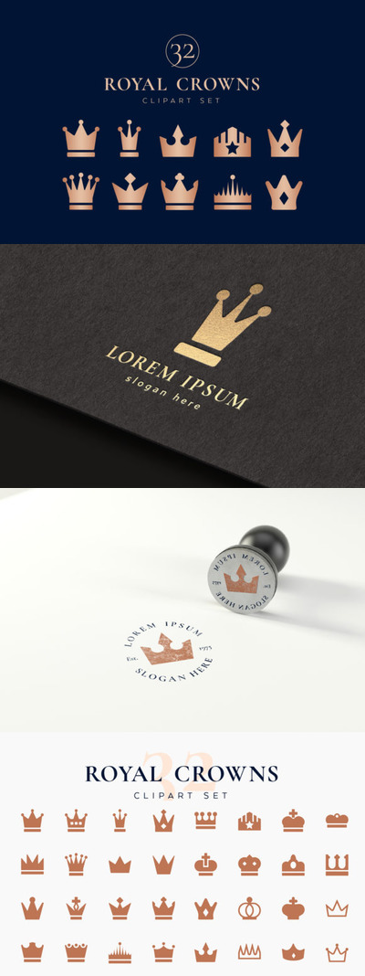 皇家皇冠剪贴画图标素材集