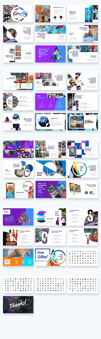 涂鸦-城市艺术和涂鸦PPT模板（PPTX,PDF）