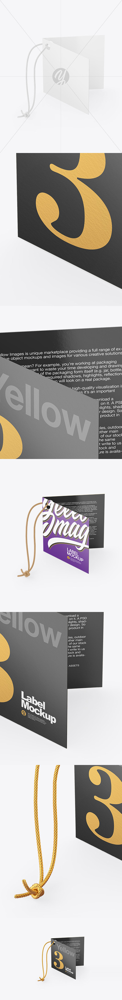 带绳索的折叠标签品牌设计样机模板