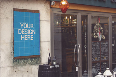 餐厅旁边的海报模型