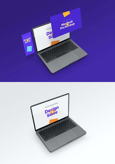 透视角度 MacBook Pro 笔记本样机（PSD）