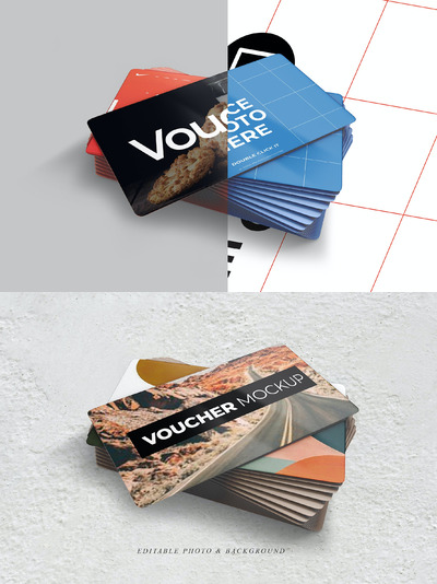 卡片样式的优惠券礼品卡样机（PSD）