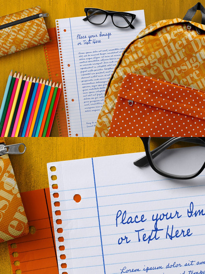 返校学校书包相关元素样机（PSD）