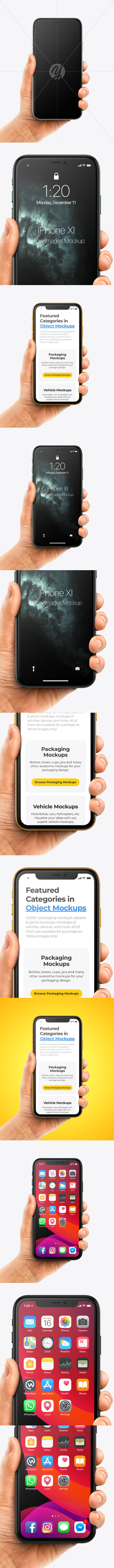 手持苹果iPhone 11 Pro正视图样机