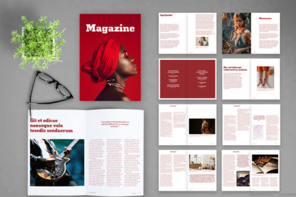 单色文化杂志版面设计INDD模板