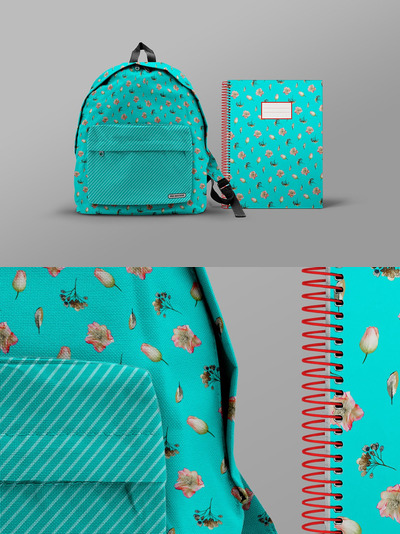 学校背包和学校笔记本模型样机（PSD）