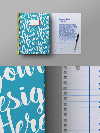 学校笔记本和衬纸模型样机（PSD）