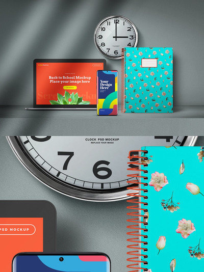 返校学校手机电脑相关元素样机（PSD）