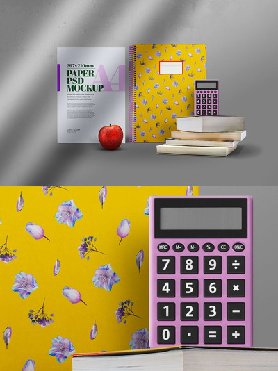 返校学校计算器相关元素样机（PSD）