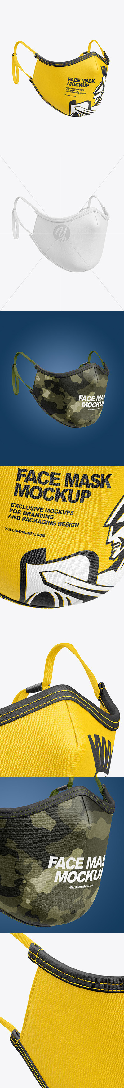 面罩口罩标签&图案设计样机模板