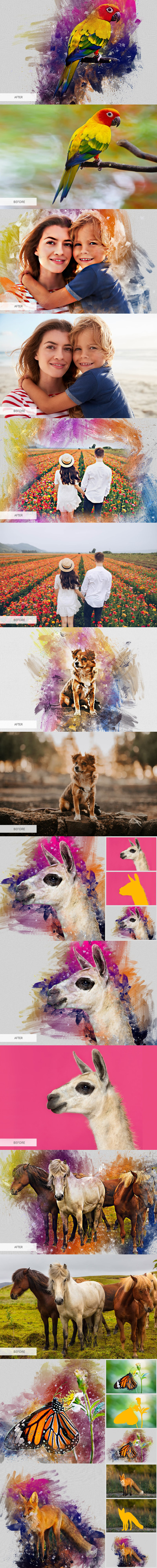 水彩画背景照片效果ps动作下载