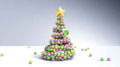 TP粒子打造的C4D动态魔法圣诞树动画模型下载 [C4D]